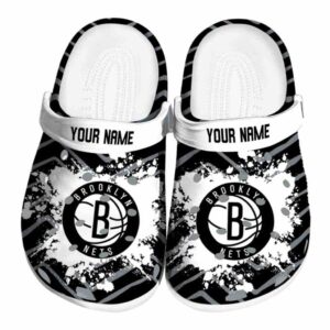 custom brooklyn nets zigzag paint burst clog best selling