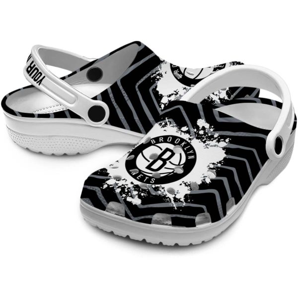 custom brooklyn nets zigzag paint burst clog high quality