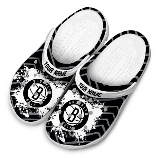 custom brooklyn nets zigzag paint burst clog latest model