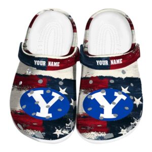 custom byu cougars patriotic stripes clog best selling