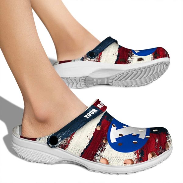 custom byu cougars patriotic stripes clog fashion forward