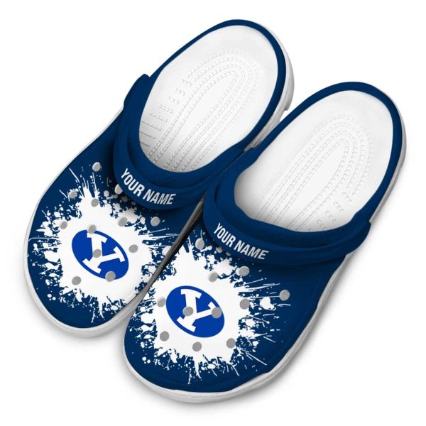 custom byu cougars splatter background clog latest model