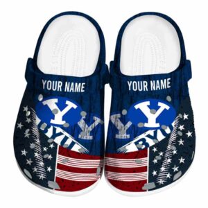 custom byu cougars star spangled side pattern clog best selling