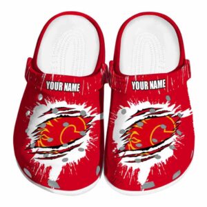 custom calgary flames splash motif background clog best selling