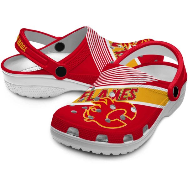 custom calgary flames vibrant dual tone clog high quality
