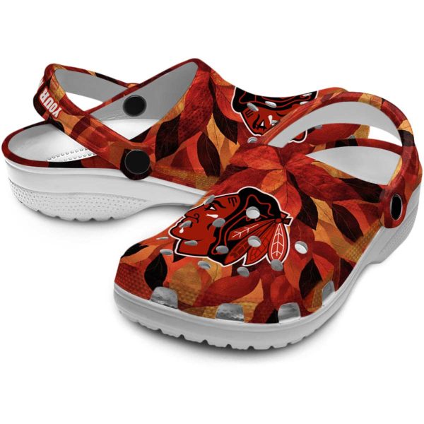 custom chicago blackhawks autumn leaves clog high quality