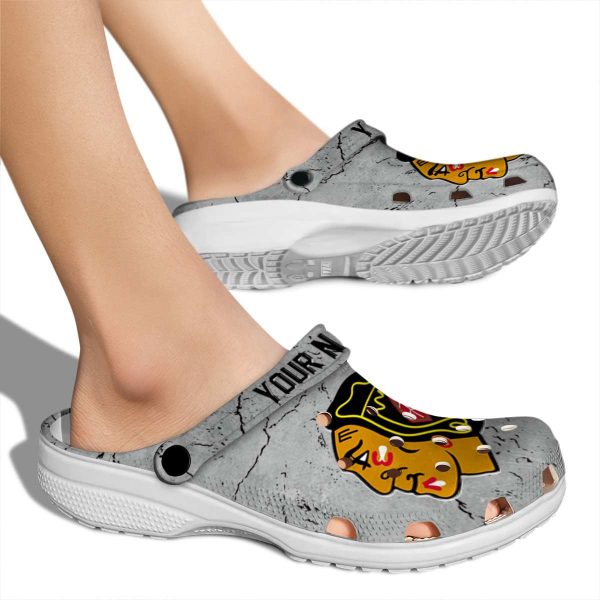 custom chicago blackhawks cracked texture clog fashion forward