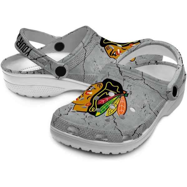 custom chicago blackhawks cracked texture clog high quality