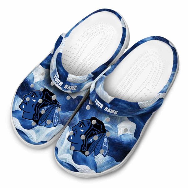 custom chicago blackhawks ocean waves clog latest model