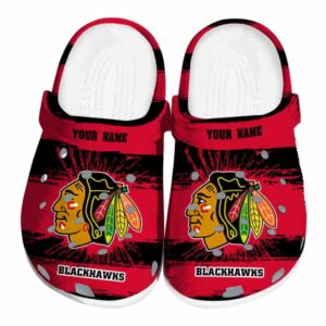 custom chicago blackhawks paint splatter graphics clog best selling