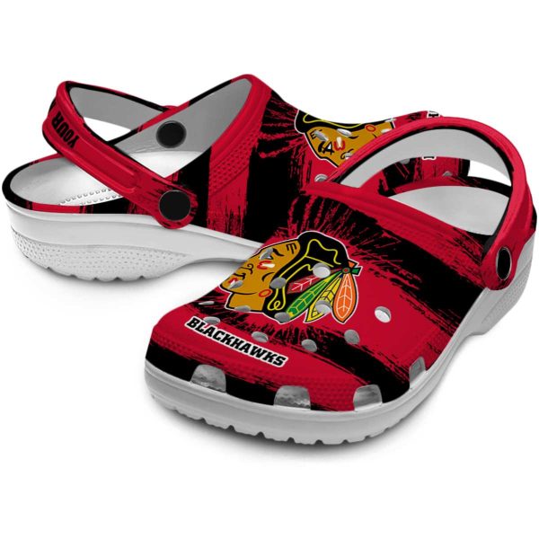 custom chicago blackhawks paint splatter graphics clog high quality