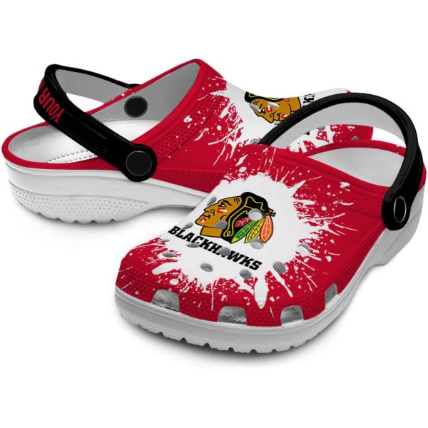 custom chicago blackhawks splash art clog high quality