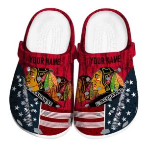 custom chicago blackhawks star spangled side pattern clog best selling