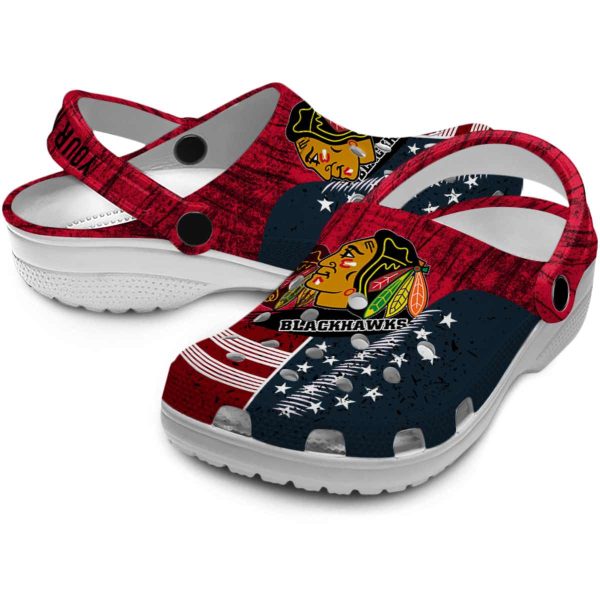 custom chicago blackhawks star spangled side pattern clog high quality