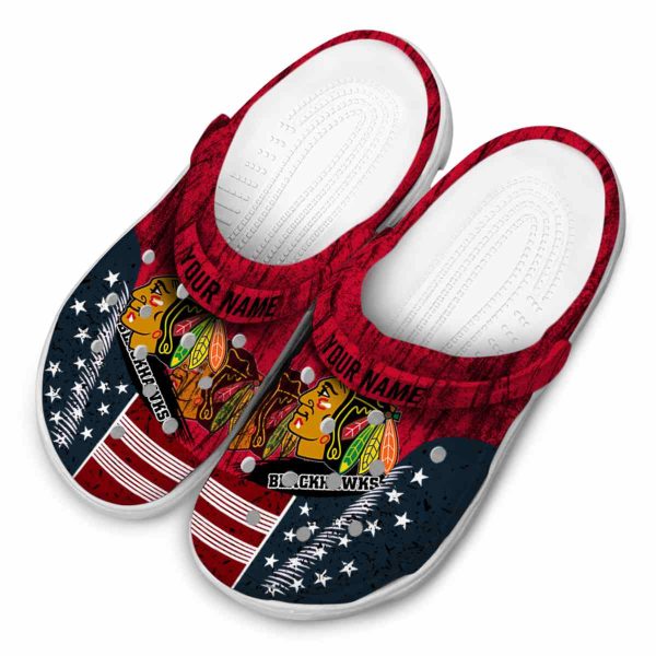 custom chicago blackhawks star spangled side pattern clog latest model