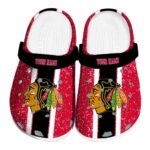 custom chicago blackhawks vertical stripes clog best selling