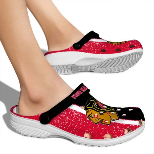 custom chicago blackhawks vertical stripes clog fashion forward