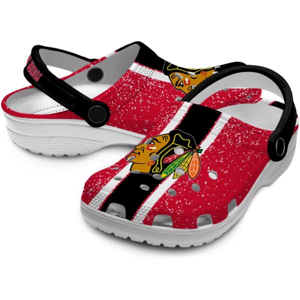 custom chicago blackhawks vertical stripes clog high quality