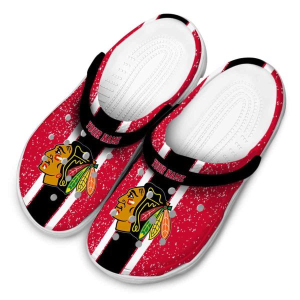 custom chicago blackhawks vertical stripes clog latest model
