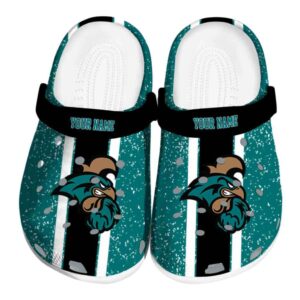 custom coastal carolina chanticleers vertical stripes clog best selling