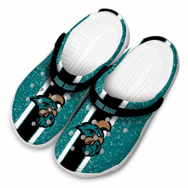 custom coastal carolina chanticleers vertical stripes clog latest model
