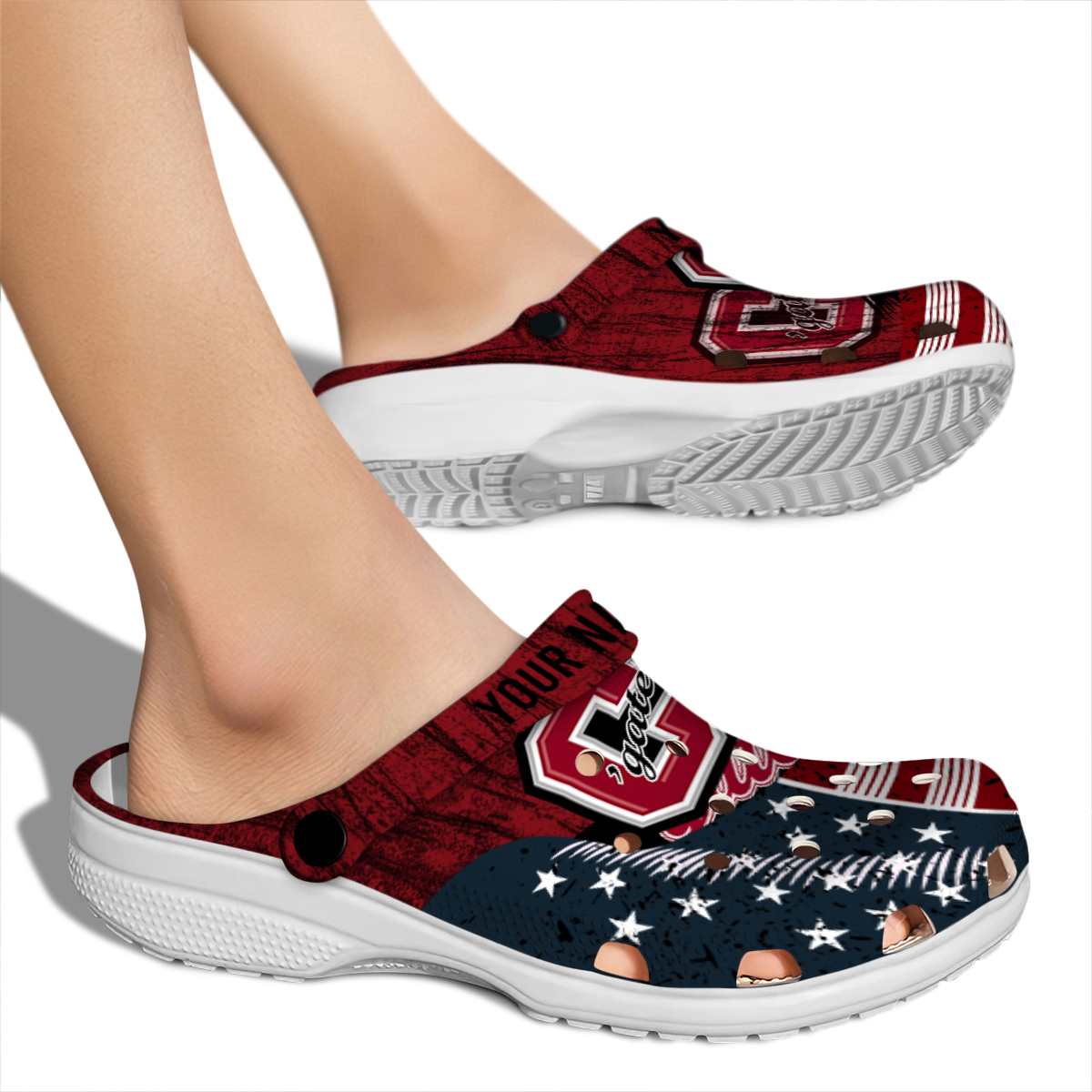 Custom Colgate Raiders Star-Spangled Side Pattern Clog - VivaCrocs