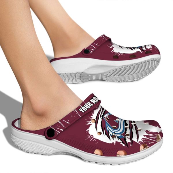 custom colorado avalanche splash motif background clog fashion forward