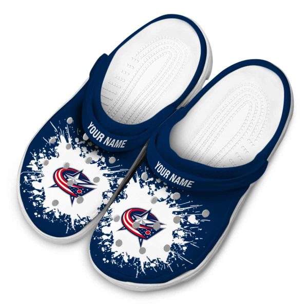 custom columbus blue jackets splatter background clog latest model
