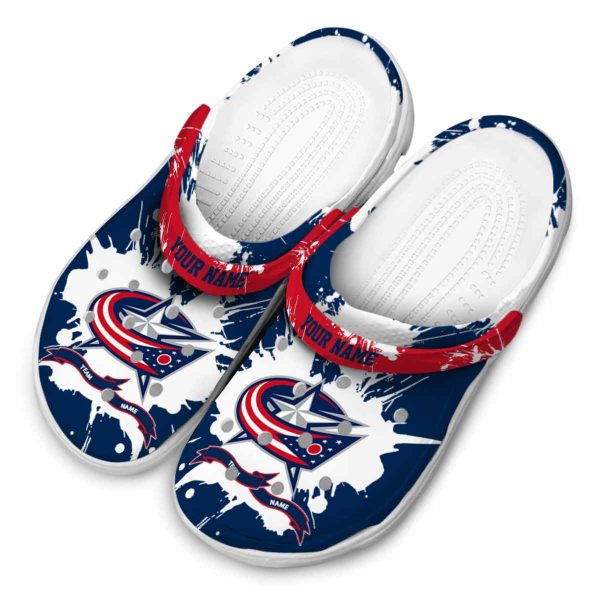 custom columbus blue jackets splatter pattern clog latest model
