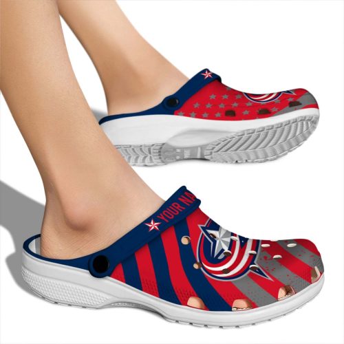 custom columbus blue jackets star spangled graphic clog fashion forward