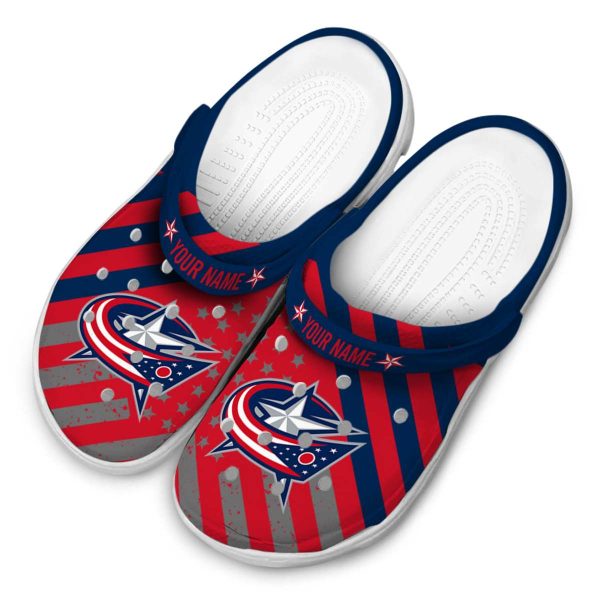 custom columbus blue jackets star spangled graphic clog latest model