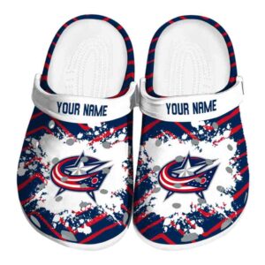 custom columbus blue jackets zigzag paint burst clog best selling