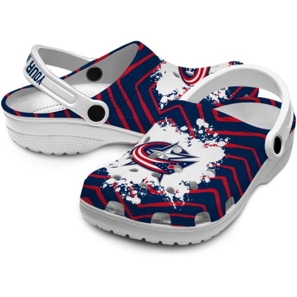 custom columbus blue jackets zigzag paint burst clog high quality