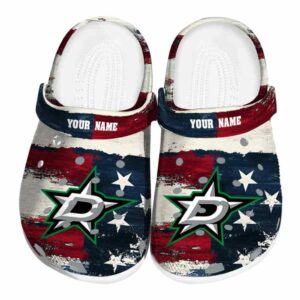 custom dallas stars patriotic stripes clog best selling
