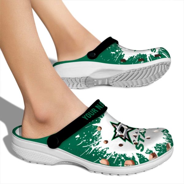custom dallas stars splash art clog fashion forward