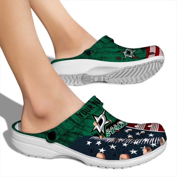 custom dallas stars star spangled side pattern clog fashion forward