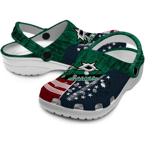 custom dallas stars star spangled side pattern clog high quality