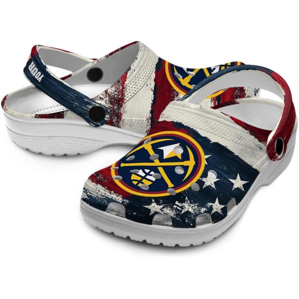 custom denver nuggets patriotic stripes clog high quality