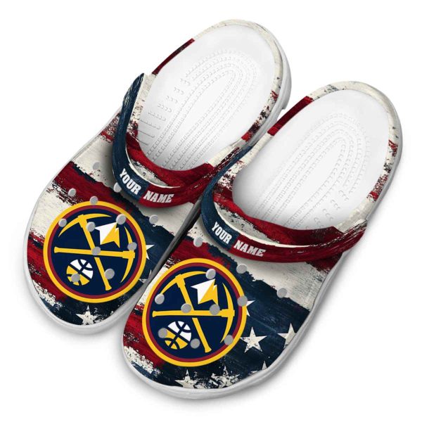 custom denver nuggets patriotic stripes clog latest model