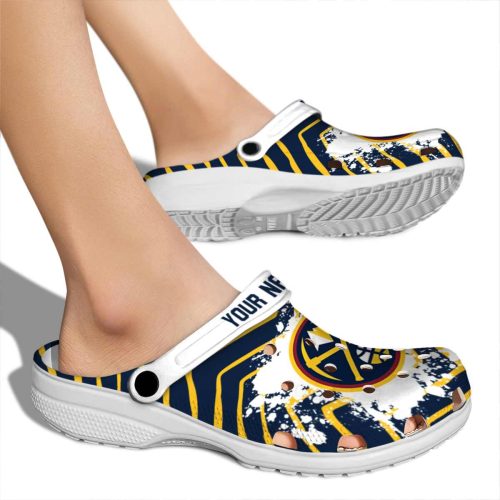 custom denver nuggets zigzag paint burst clog fashion forward