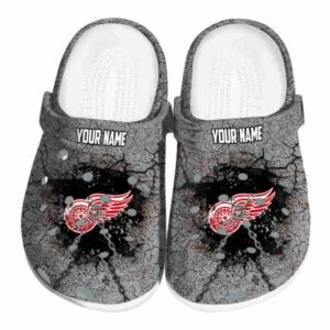custom detroit red wings cracked ground texture clog best selling