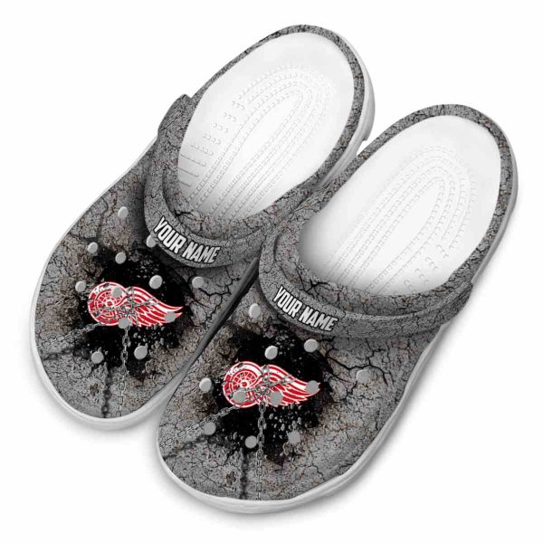 custom detroit red wings cracked ground texture clog latest model