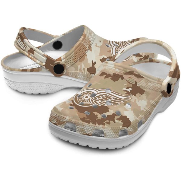 custom detroit red wings desert camo clog high quality