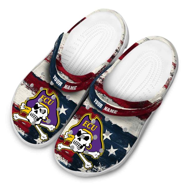 custom east carolina pirates patriotic stripes clog latest model