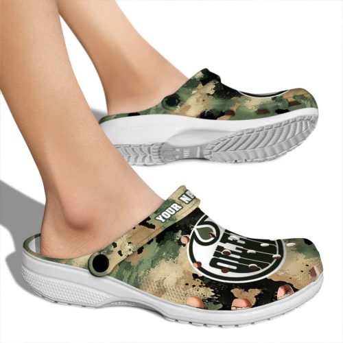 custom edmonton oilers camouflage craze clog fashion forward