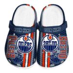 custom edmonton oilers contrasting stripes clog best selling