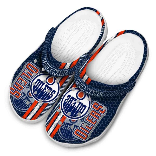 custom edmonton oilers contrasting stripes clog latest model
