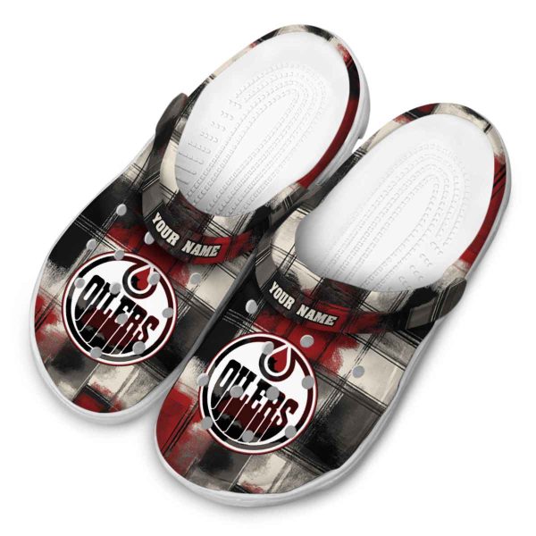 custom edmonton oilers plaid fusion clog latest model