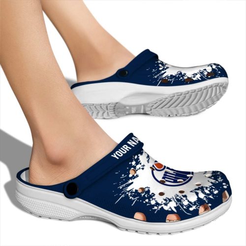 custom edmonton oilers splatter background clog fashion forward