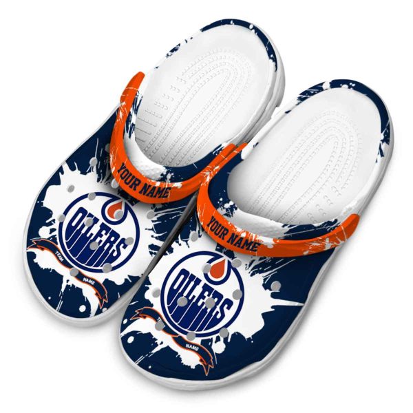custom edmonton oilers splatter pattern clog latest model